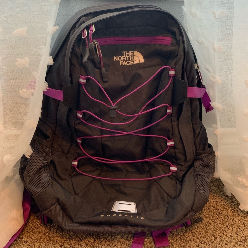 The North Face purple and gray Borealis backpack